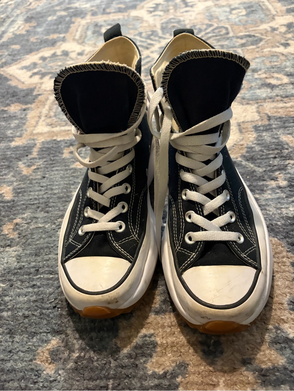 Converse Black and White High-Top Kids Sneakers with Gum Sole